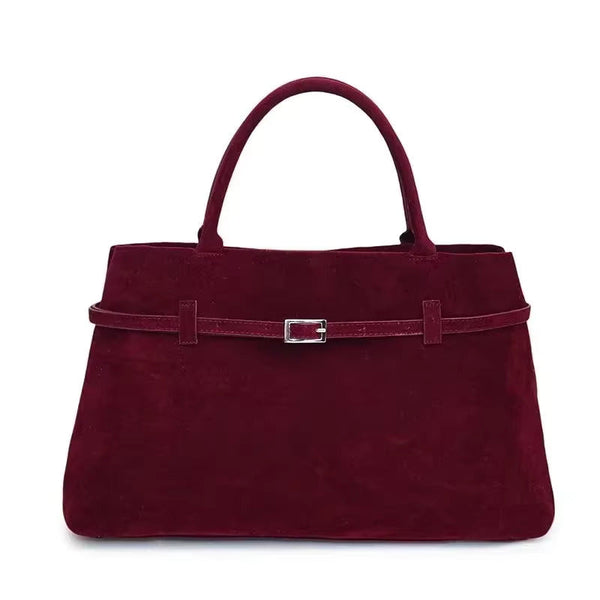 Commuter Tote Spacious Vegan Suede – Camille - Red - Bellux