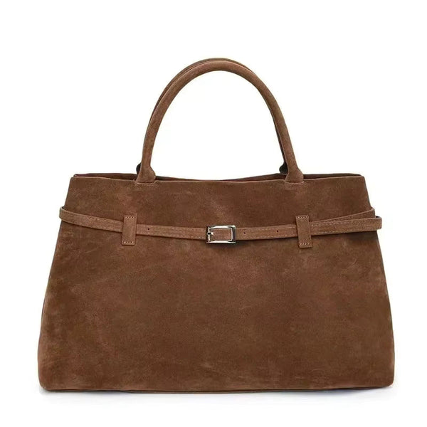 Commuter Tote Spacious Vegan Suede – Camille - Tan - Bellux