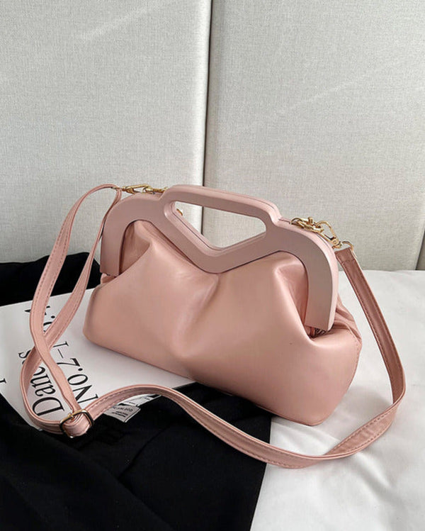 Convertible Crossbody Clutch Chain-Trim Vegan Leather - Bellux