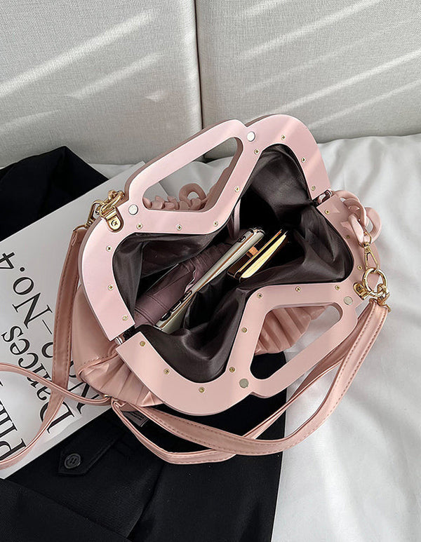 Convertible Crossbody Clutch Chain-Trim Vegan Leather - Bellux