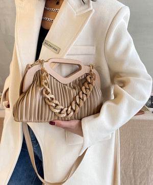 Convertible Crossbody Clutch Chain-Trim Vegan Leather - Bellux