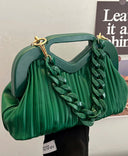 Convertible Crossbody Clutch Chain-Trim Vegan Leather - Green - Bellux