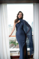 Cowl Neck Gown Draped Satin – Ariadne - Bellux