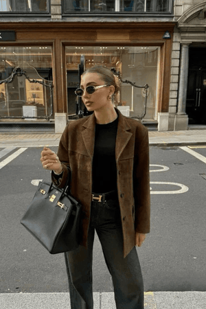 Cropped Biker Jacket Roomy Fit Vegan Suede – Hermione - Bellux