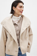 Cropped Tailored Jacket With Double-Snap – Nora - Beige - Bellux