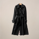 Double-Breasted Belted Trench Coat – Tailored Fit – Agatha - Black - Bellux