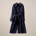 Double-Breasted Belted Trench Coat – Tailored Fit – Agatha - Navy Blue - Bellux