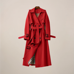 Double-Breasted Belted Trench Coat – Tailored Fit – Agatha - Red - Bellux