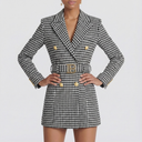 Double-Breasted Blazer Dress Tailored Satin Lapel – Ellery - Black/White - Bellux