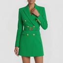 Double-Breasted Blazer Dress Tailored Satin Lapel – Ellery - Green - Bellux