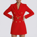 Double-Breasted Blazer Dress Tailored Satin Lapel – Ellery - Red - Bellux