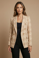 Double-Breasted Blazer Tailored Tweed – Adele - Beige - Bellux