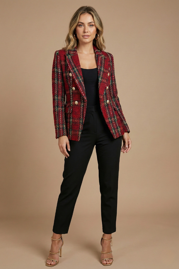 Double-Breasted Blazer Tailored Tweed – Adele - Bellux