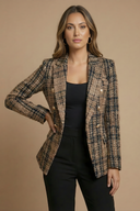 Double-Breasted Blazer Tailored Tweed – Adele - Khaki - Bellux