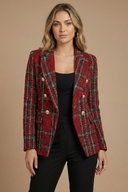 Double-Breasted Blazer Tailored Tweed – Adele - Red - Bellux