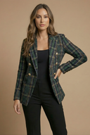 Double-Breasted Blazer Tailored Tweed – Adele - Teal Green - Bellux
