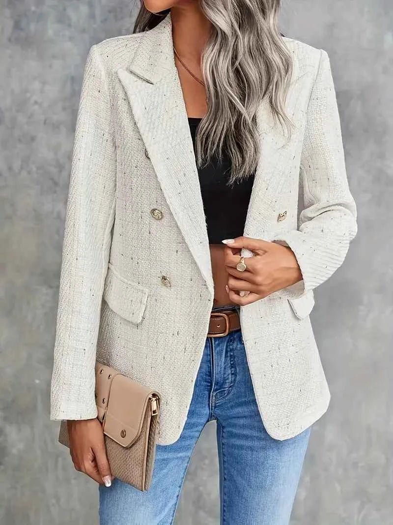 Double-Breasted Tailored Blazer – Waist-Defining – Odette - Beige - Bellux