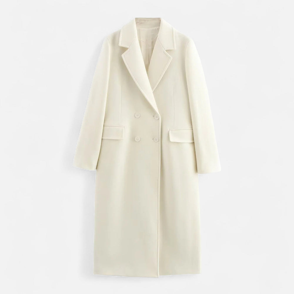 Double-Breasted Trench Coat – All-Season Tailored – Rosaline - White - Bellux