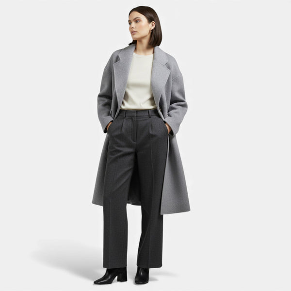 Double-Pocket Slight-Stretch Wool-Blend Coat – Evangeline - Bellux