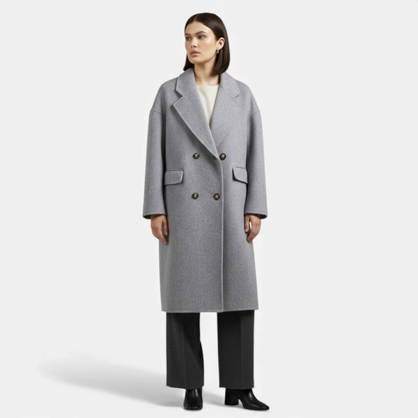 Double-Pocket Slight-Stretch Wool-Blend Coat – Evangeline - Bellux