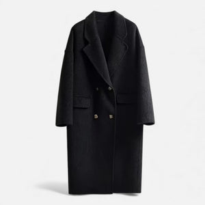 Double-Pocket Slight-Stretch Wool-Blend Coat – Evangeline - Black - Bellux