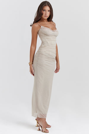Draped Sculpting Maxi Dress Power Mesh – Elodie - Bellux