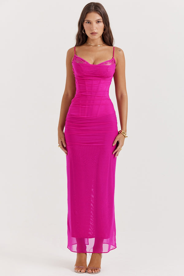 Draped Sculpting Maxi Dress Power Mesh – Elodie - Bellux