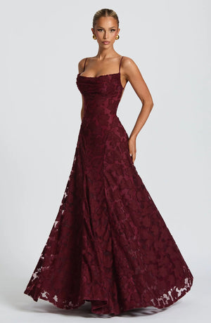 Evening Gown – Blooming Grace - Wine - Bellux
