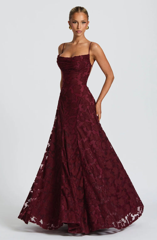 Evening Gown – Blooming Grace - Wine - Bellux