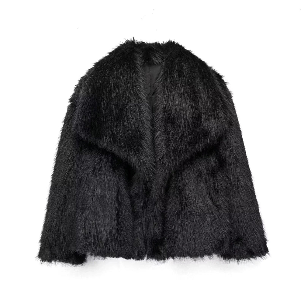 Faux-Fur Jacket Tailored Lightweight Insulated – Camellia - Black - Bellux