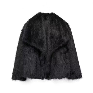 Faux-Fur Jacket Tailored Lightweight Insulated – Camellia - Black - Bellux