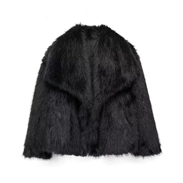 Faux-Fur Jacket Tailored Lightweight Insulated – Camellia - Black - Bellux