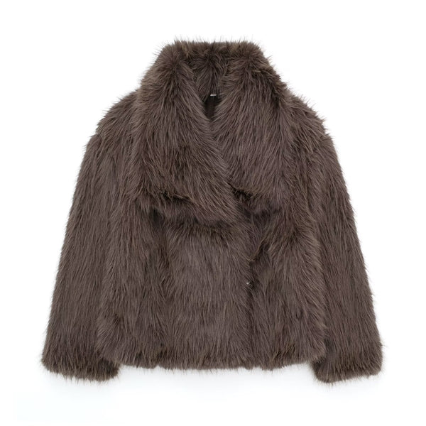 Faux-Fur Jacket Tailored Lightweight Insulated – Camellia - Brown - Bellux