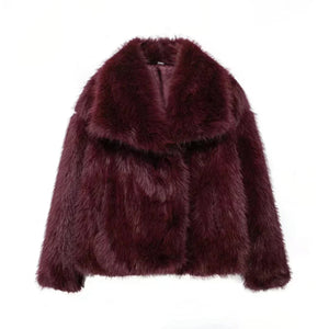Faux-Fur Jacket Tailored Lightweight Insulated – Camellia - Burgundy - Bellux
