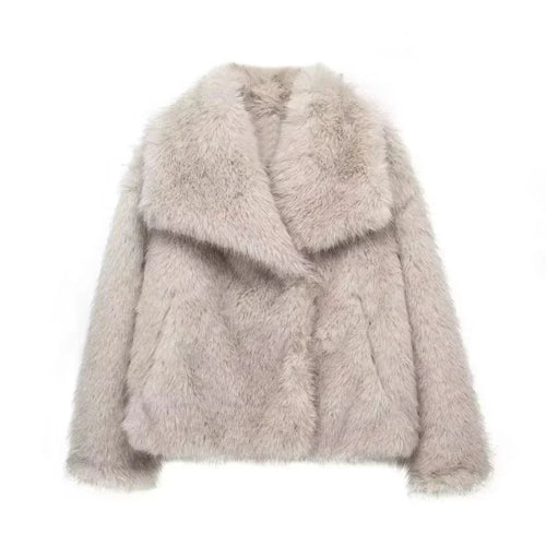 Faux-Fur Jacket Tailored Lightweight Insulated – Camellia - Light Beige - Bellux