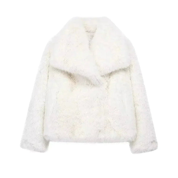Faux-Fur Jacket Tailored Lightweight Insulated – Camellia - White - Bellux