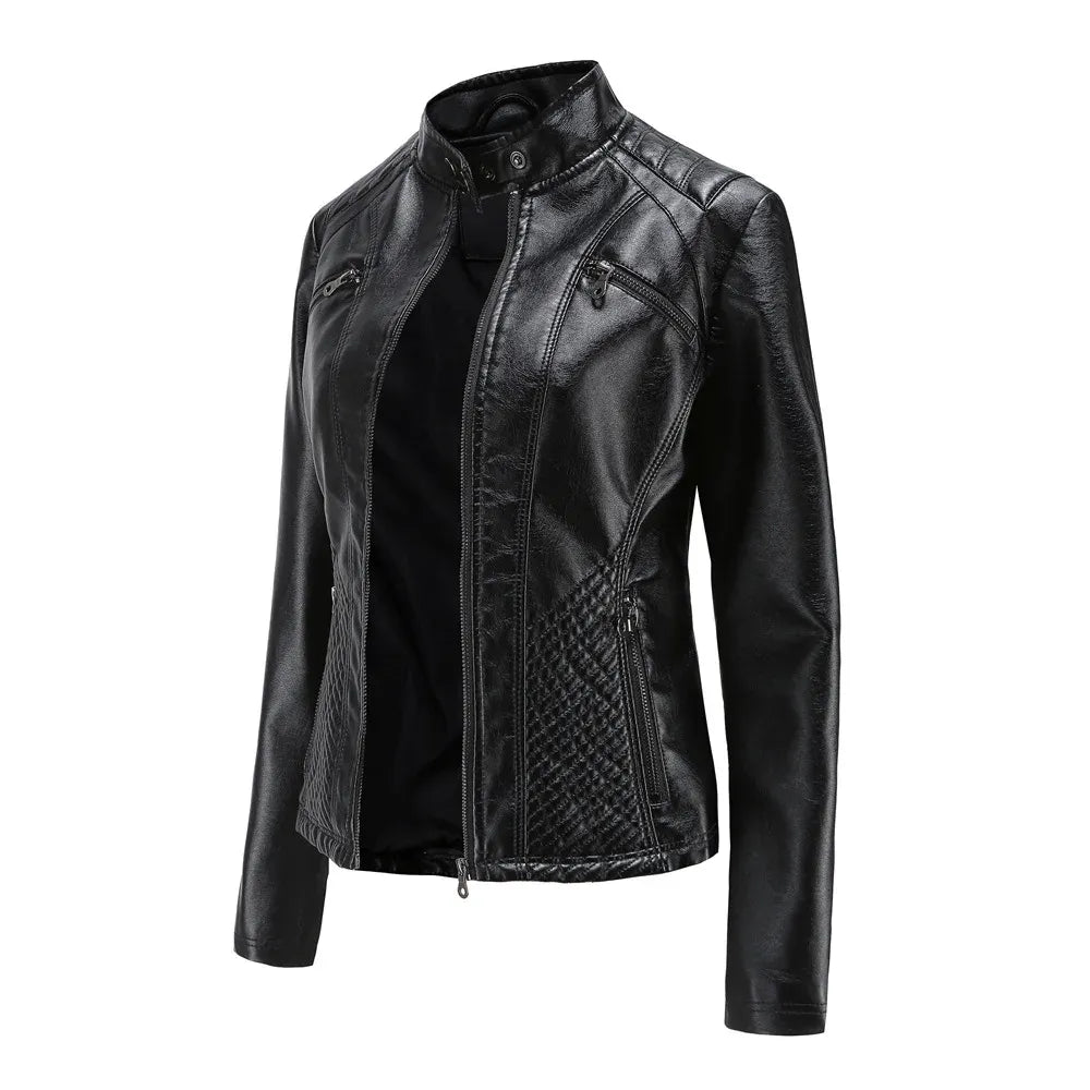 Fitted Premium Leather Jacket – Lucille - Black - Bellux