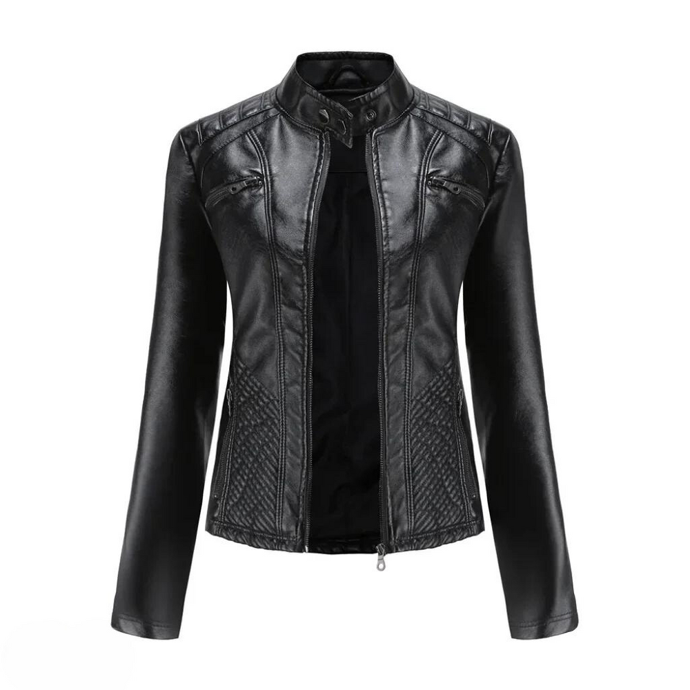 Fitted Premium Leather Jacket – Lucille - Black - Bellux