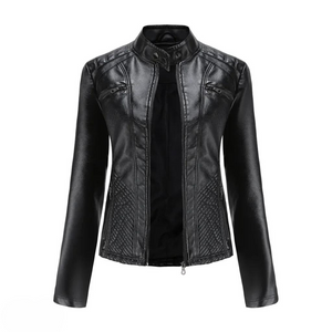 Fitted Premium Leather Jacket – Lucille - Black - Bellux