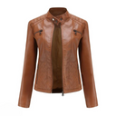 Fitted Premium Leather Jacket – Lucille - Brown - Bellux