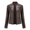 Fitted Premium Leather Jacket – Lucille - Coffee - Bellux
