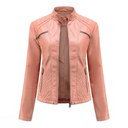 Fitted Premium Leather Jacket – Lucille - Pink - Bellux