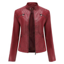 Fitted Premium Leather Jacket – Lucille - Red wine - Bellux