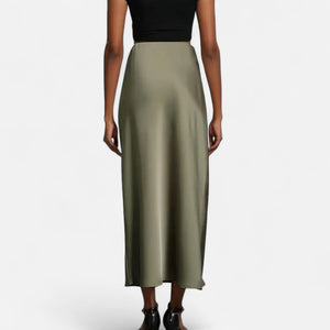 Flattering High-Waist Satin Midi Skirt – Delilah - Bellux