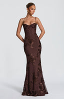 Floral Appliqué Corset Maxi Dress – Nerida - Bellux