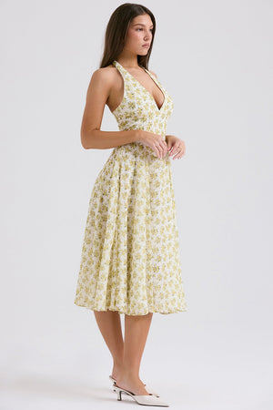 Halter Sundress Open-Back Vintage Floral – Rosalie - Bellux