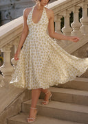 Halter Sundress Open-Back Vintage Floral – Rosalie - L - Bellux