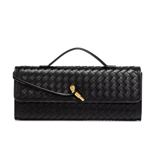 Handwoven Convertible Clutch Vegan Leather - Black - Bellux