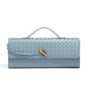 Handwoven Convertible Clutch Vegan Leather - Blue - Bellux