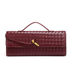 Handwoven Convertible Clutch Vegan Leather - Maroon - Bellux